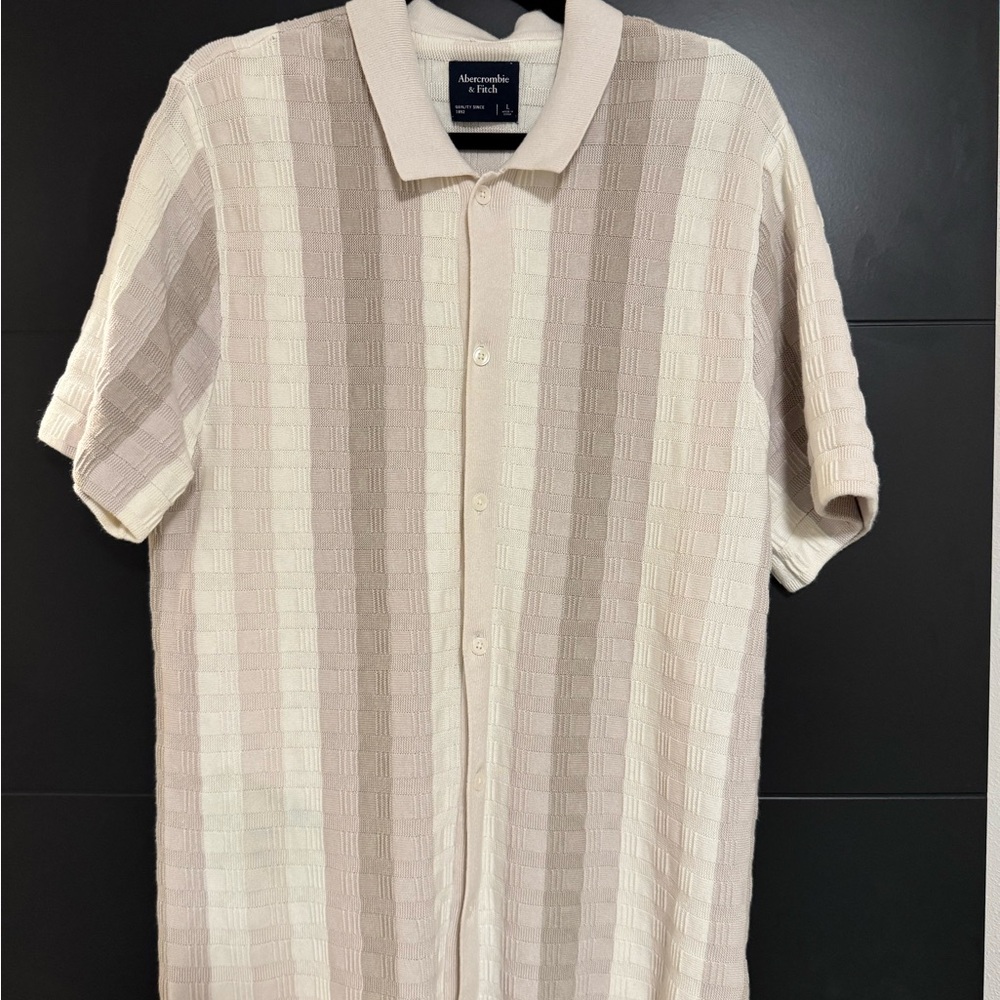 Abercrombie Striped Button-Through Sweater Polo